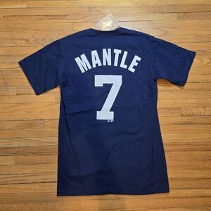 Men's New York Yankees Baseball MLB Cooperstown Navy MANTLE #7 T-Shirt size Smal